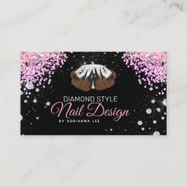 Nageltechniker Diamond Glitzer Pink & Black Salon Visitenkarte
