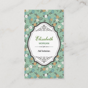 Nageltechniker - Elegante Vintage Blüte Visitenkarte