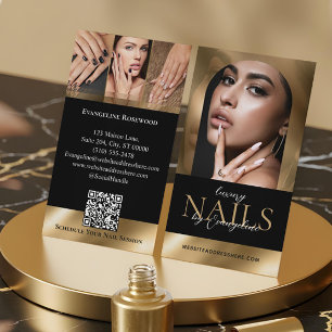 Nageltechniker-Künstler-Salon-Bogen-Foto Schwarz G Visitenkarte