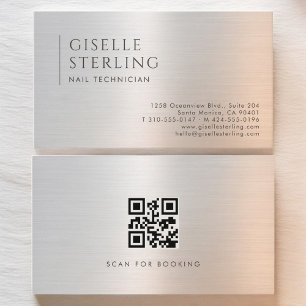 Nageltechniker-QR-Code-Metall mit Bürstenfinish Visitenkarte