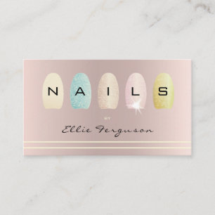 Nageltechniker Salon Glitzer Ombre Rose Gold Visitenkarte