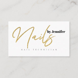 Nageltechniker-Salon Gold Glitter Schrift Elegant Visitenkarte
