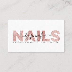 Nageltechniker Salon Rose Gold Metallisch Elegant Visitenkarte