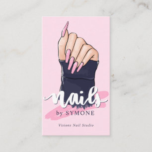 Nageltechniker Salon Trendy Logo Blank Rosa Marine Visitenkarte