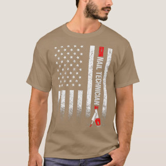 Nageltechniker US Flags Nail Tech Artist T-Shirt