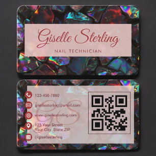 Nageltechnikerin Black Opal QR Code Professional Visitenkarte