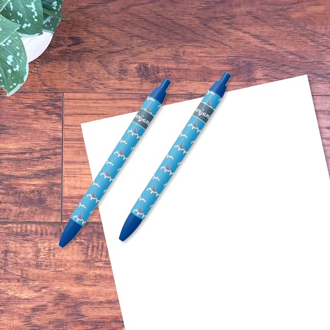 Nageoires de requin motif stylo bleu enfant avec n (Créateur téléchargé)