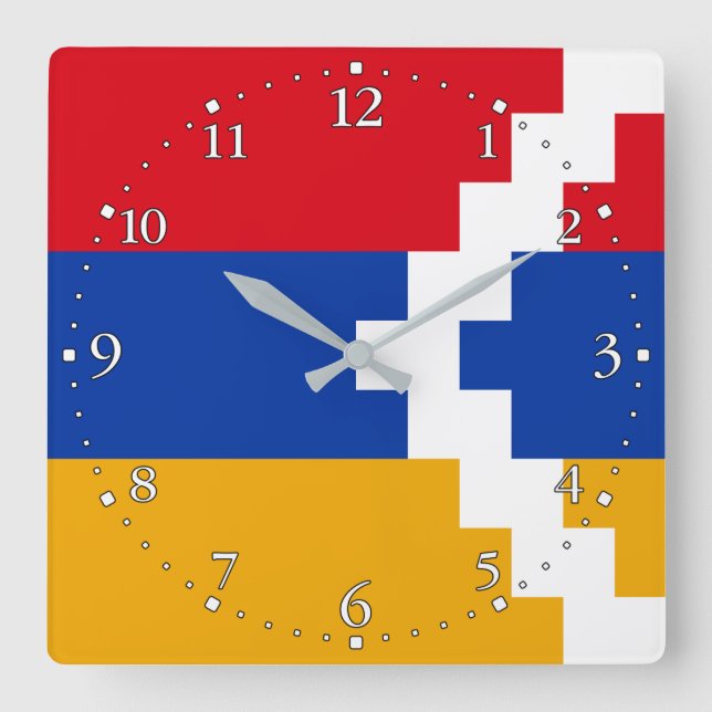 Nagorno Karabakh Flag Quadratische Wanduhr (Vorderseite)
