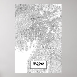 Nagoya, Japan (schwarz auf weiß) Poster