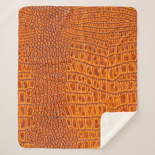 Nah aus braunem Reptil, Vintage Ledertextur Sherpadecke (Vorderseite)