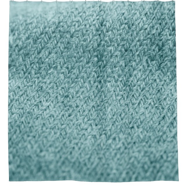 Nah aus grün gestricktem Hintergrund.  Duschvorhang (Vorderseite)