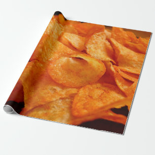Nah aus saftig, knusprig, Pommes frites auf schwar Geschenkpapier