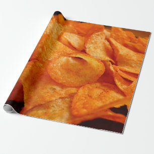 Nah aus saftig, knusprig, Pommes frites auf schwar Geschenkpapier