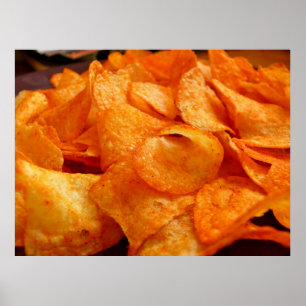 Nah aus saftig, knusprig, Pommes frites auf schwar Poster