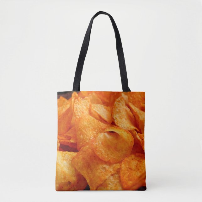 Nah aus saftig, knusprig, Pommes frites auf schwar Tasche (Vorderseite)