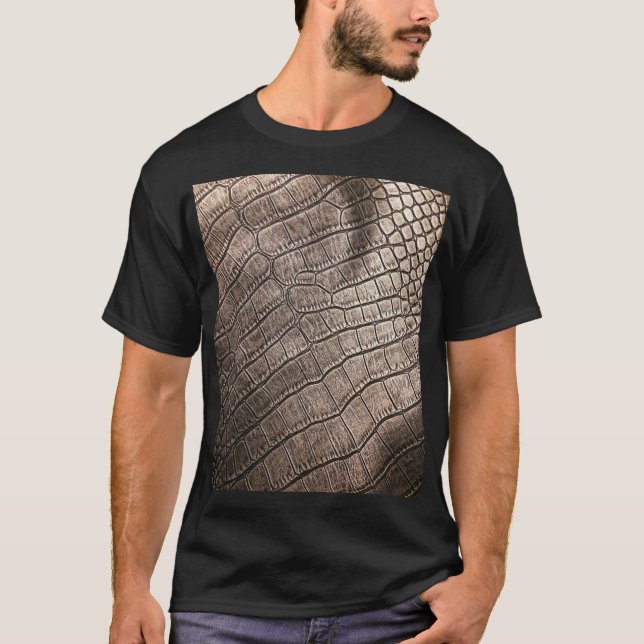 Nah-oben Elegantes Leder: Texturiertes Muster T-Shirt (Vorderseite)