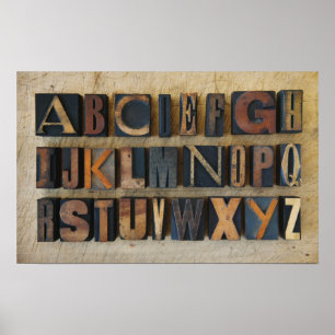 Nah oben vom Alphabet auf Briefbeschwerer 2 Poster