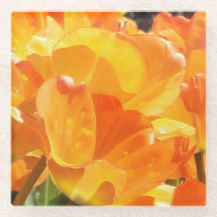 Nah-Orange- und Gelbtulpen Glasuntersetzer