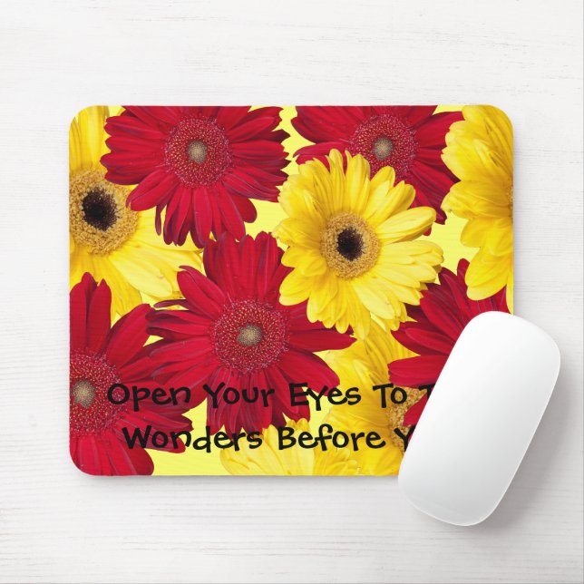 Nah-Up--Aufnahmen von Red Yellow Gerber Mousepad (Mit Mouse)