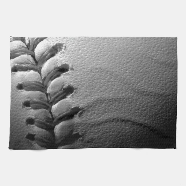 Nah-up-Baseball in Schwarz/Weiß Geschirrtuch (Horizontal)