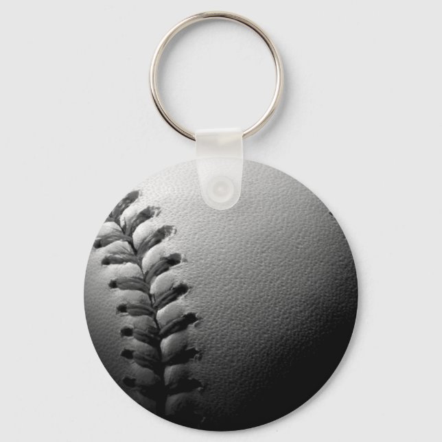 Nah-up-Baseball in Schwarz/Weiß Schlüsselanhänger (Vorderseite)