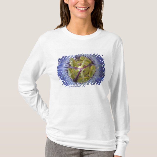 Nah-up der aufgeweckten Leidenschaft Blume. Kredit T-Shirt (Vorderseite)