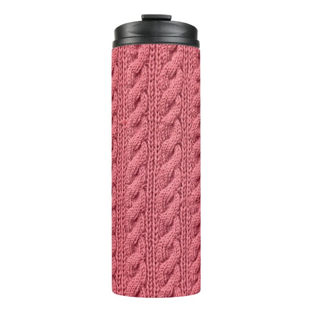 Nah-up der Muster der Pullover-Textur. Thermosbecher (Vorderseite)