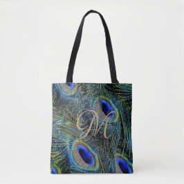 Nah-Up-Farbenfrohe PfauenFedern-Goldmonogramm Tasche