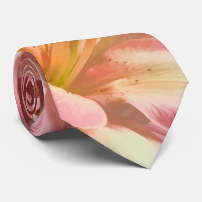 Nah-up Floral Fotografie Rosa Osterlilie Krawatte (Gerollt)