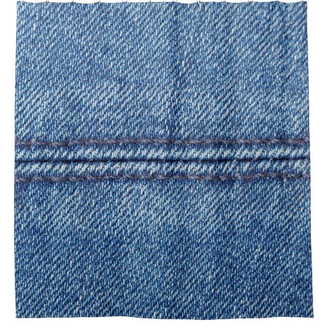 Nah-up mit blauem Denim-Hintergrund (Makro) Duschvorhang (Vorderseite)