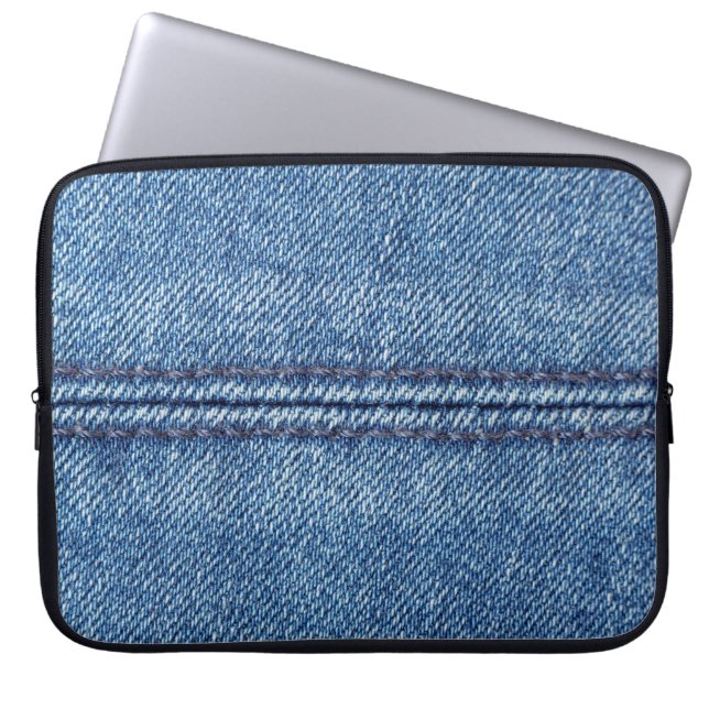 Nah-up mit blauem Denim-Hintergrund (Makro) Laptopschutzhülle (Vorderseite)
