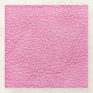 Nah-up rosa Leder, texturierter Hintergrund. Glasuntersetzer