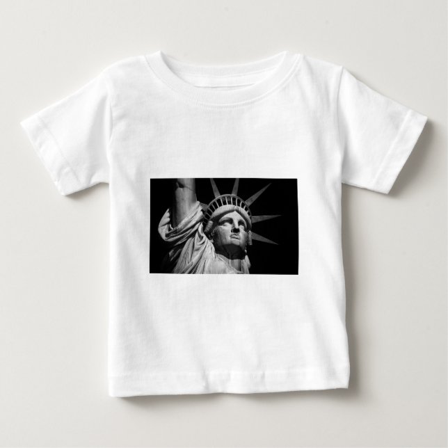Nah-up-Schwarz-weiße Freiheitsstatue New York Baby T-shirt (Vorderseite)