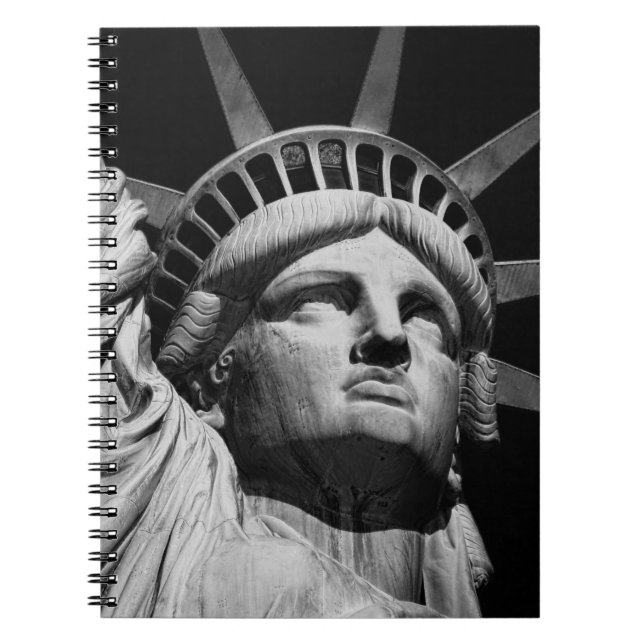 Nah-up-Schwarz-weiße Freiheitsstatue New York Notizblock (Vorderseite)