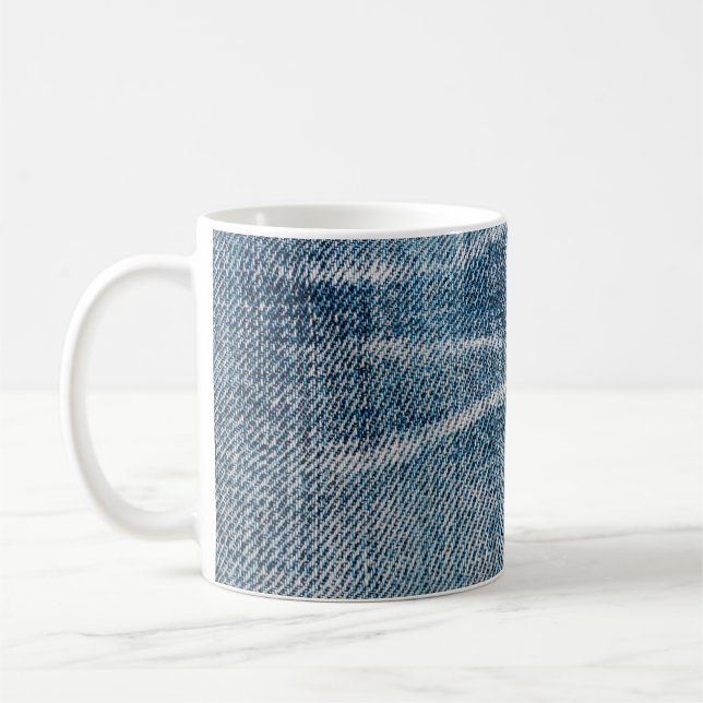 Nah-up von Denim Tuch. Kaffeetasse (Links)