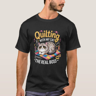 Nähanhänger Quilting Katze Lustig Quilting Nähen L T-Shirt