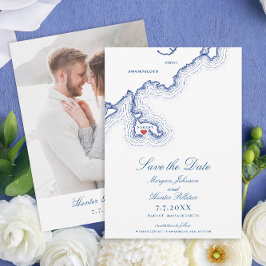 Nahant MA Map Elegant Navy Blue Wedding Save The Date