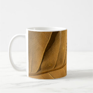 Nahaufnahme abstrakte trockene Blattstruktur Hinte Kaffeetasse