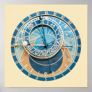 Nahaufnahme der Astronomischen Uhr in Prag, Tschec Poster