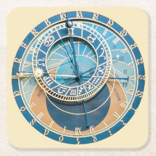 Nahaufnahme der astronomischen Uhr in Prag, Tschec Rechteckiger Pappuntersetzer