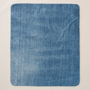 Nahaufnahme der Textur von blauen Jeans Sherpadecke