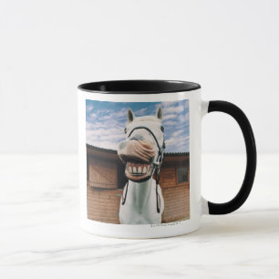 Nahaufnahme des Pferds mit dem Mund offen Tasse