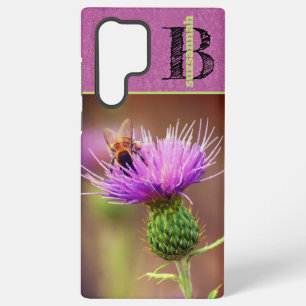 Nahaufnahme einer Hummel in einer lila Distelblüte Samsung Galaxy Hülle