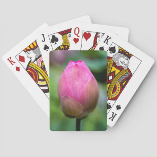 Nahaufnahme einer Lotusblütenknospe, Bali Spielkarten