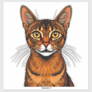 Nahaufnahme einer orange getigerten Abessinierkatz Aufkleber