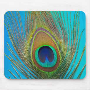 Nahaufnahme einer Pfauenfeder Mousepad