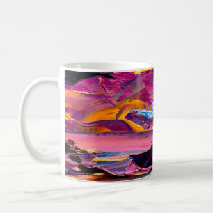Nahaufnahme eines Palettenmesser Ölgemäldes. Abs Kaffeetasse