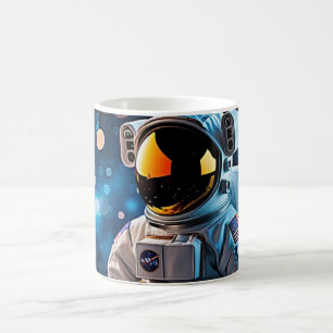 Nahaufnahme eines Sternenguckers-Astronauten Kaffeetasse