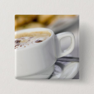 Nahaufnahme eines Tasse Kaffees Button