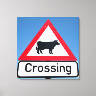 Nahaufnahme eines Viehübergangsschildes. Westkap Leinwanddruck